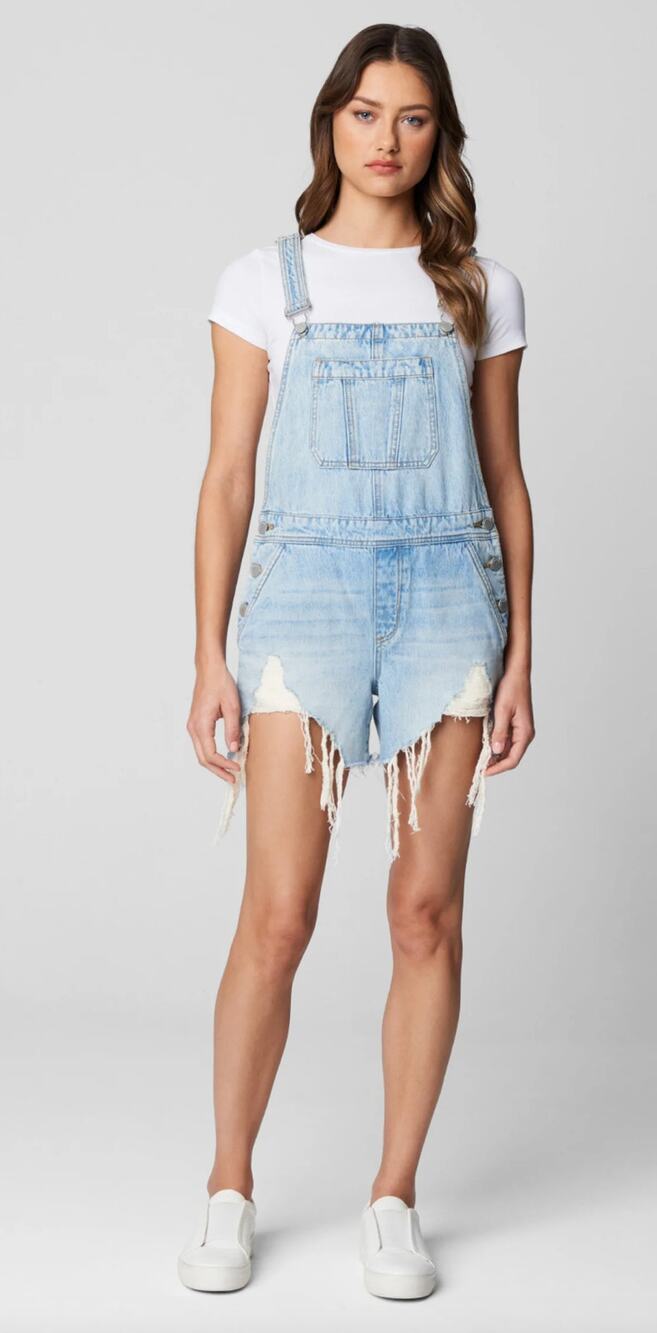 Blank NYC Denim Shortalls Mirror Mirror Womens Size 28 New Overalls Distressed